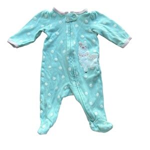 Carters Llama Sleeper PJ Baby Girl Green 3-6 Months
